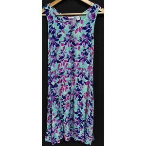 KAKTUS Floral Rayon Dress Multicolor Woven Sleeveless Midi Women Size L